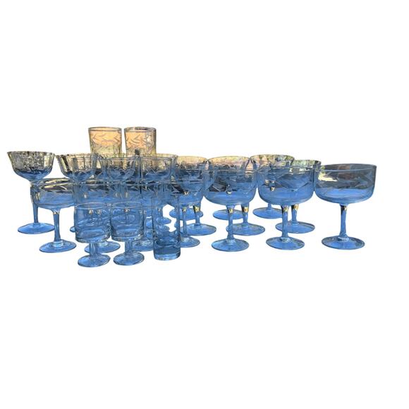 Vintage Etched Crystal Glassware Lot – Coupes & Stems - Picture 1 of 14